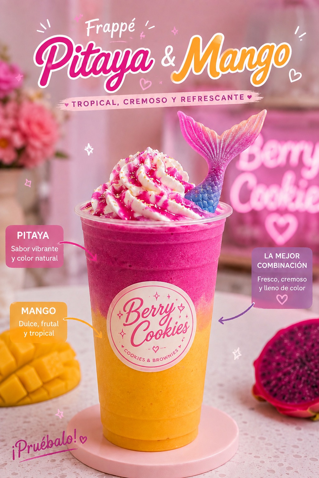 Pitaya y mango frappe